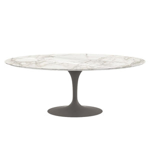 Saarinen 78" Oval Dining Table Medium Dining Tables Knoll Grey Calacatta marble, Shiny finish 