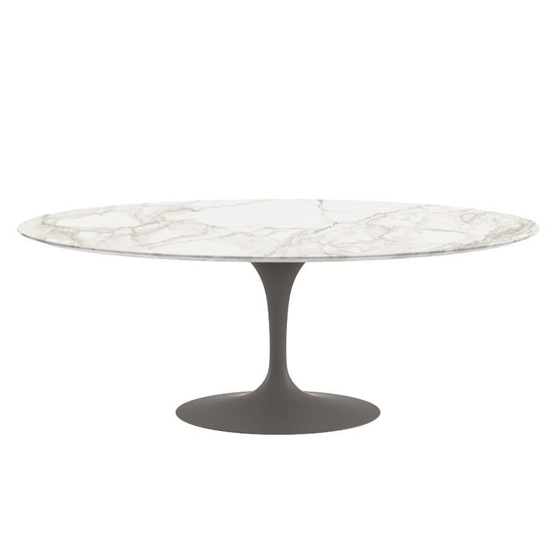 Saarinen 78" Oval Dining Table Medium Dining Tables Knoll Grey Calacatta marble, Satin finish 