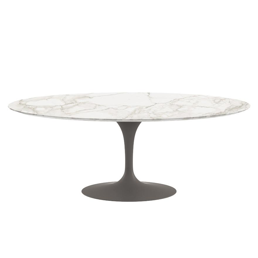 Saarinen 78" Oval Dining Table Medium Dining Tables Knoll Grey Calacatta marble, Satin finish 