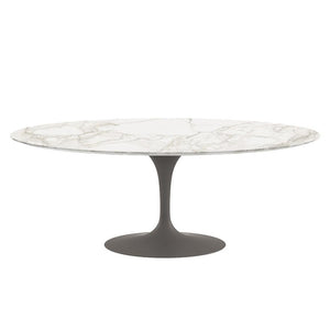 Saarinen 78" Oval Dining Table Medium Dining Tables Knoll Grey Calacatta marble, Satin finish 