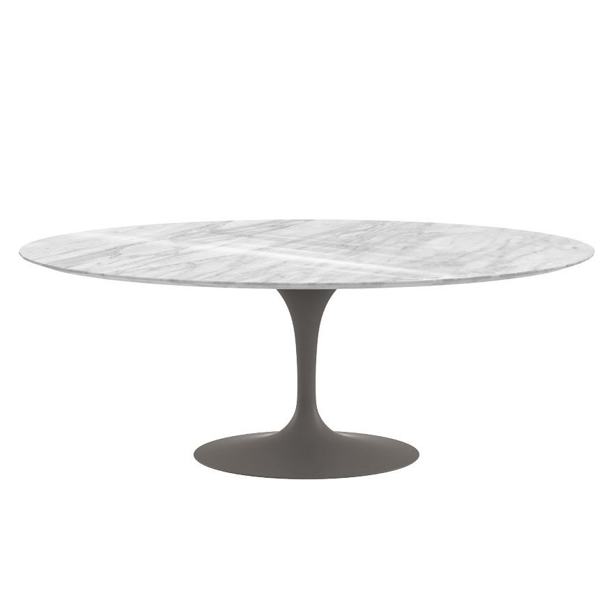 Saarinen 78" Oval Dining Table Medium Dining Tables Knoll Grey Carrara marble, Shiny finish 