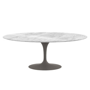 Saarinen 78" Oval Dining Table Medium Dining Tables Knoll Grey Carrara marble, Shiny finish 
