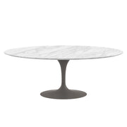 Saarinen 78" Oval Dining Table Medium Dining Tables Knoll Grey Carrara marble, Satin finish 