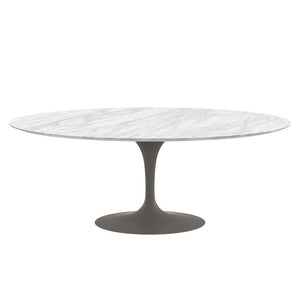 Saarinen 78" Oval Dining Table Medium Dining Tables Knoll Grey Carrara marble, Satin finish 