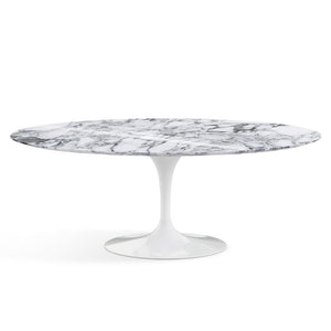 Saarinen 78" Oval Dining Table Medium Dining Tables Knoll White Arabescato marble, Shiny finish 