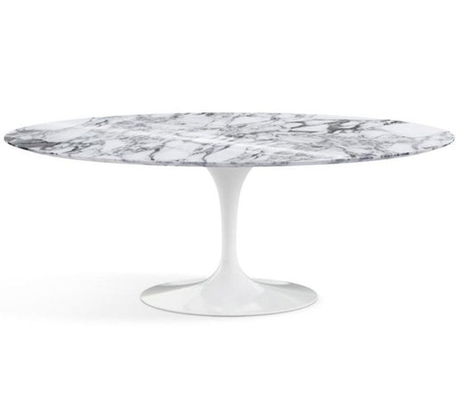 Saarinen 78" Oval Dining Table Medium Dining Tables Knoll White Arabescato marble, Shiny finish 