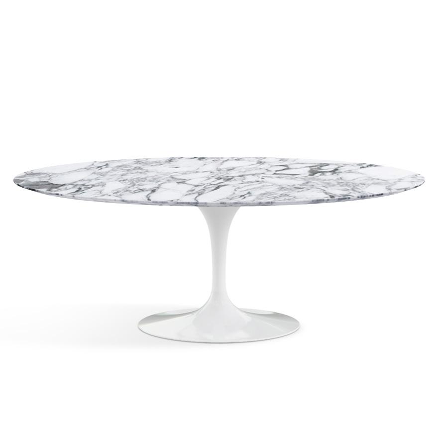 Saarinen 78&quot; Oval Dining Table Medium Dining Tables Knoll White Arabescato marble, Satin finish 