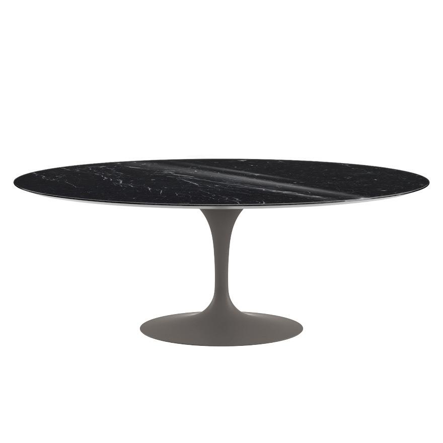Saarinen 78" Oval Dining Table Medium Dining Tables Knoll Grey Nero Marquina marble, Shiny finish 