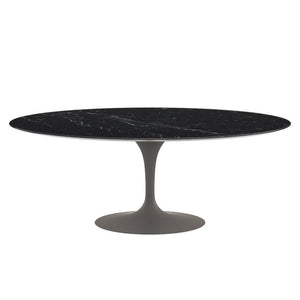 Saarinen 78" Oval Dining Table Medium Dining Tables Knoll Grey Nero Marquina marble, Satin finish 