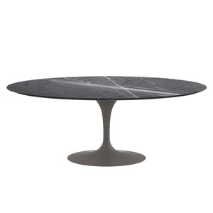 Saarinen 78" Oval Dining Table Medium Dining Tables Knoll Grey Grigio Marquina marble, Shiny finish 