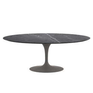 Saarinen 78" Oval Dining Table Medium Dining Tables Knoll Grey Grigio Marquina marble, Satin finish 
