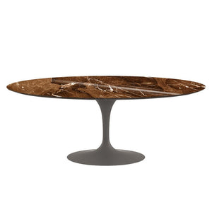 Saarinen 78" Oval Dining Table Medium Dining Tables Knoll Grey Espresso marble, Shiny finish 