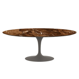 Saarinen 78" Oval Dining Table Medium Dining Tables Knoll Grey Espresso marble, Satin finish 