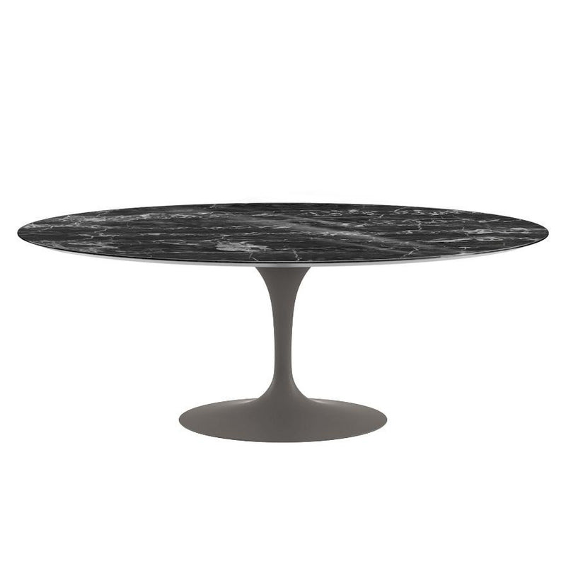 Saarinen 78" Oval Dining Table Medium Dining Tables Knoll Grey Portoro marble, Shiny finish 