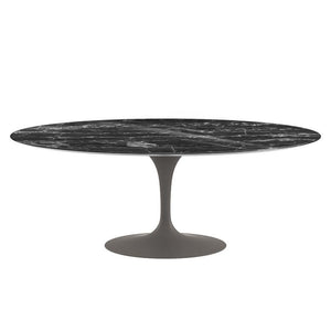 Saarinen 78" Oval Dining Table Medium Dining Tables Knoll Grey Portoro marble, Shiny finish 