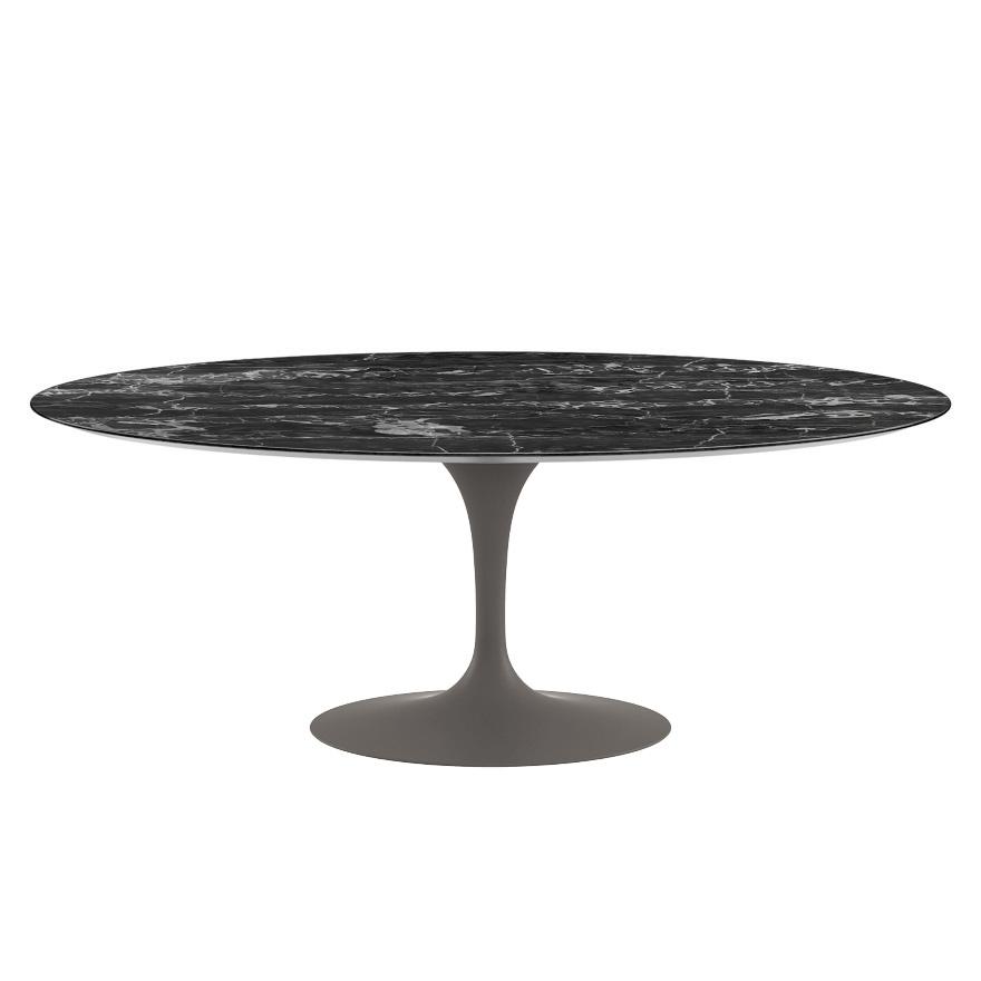 Saarinen 78" Oval Dining Table Medium Dining Tables Knoll Grey Portoro marble, Satin finish 