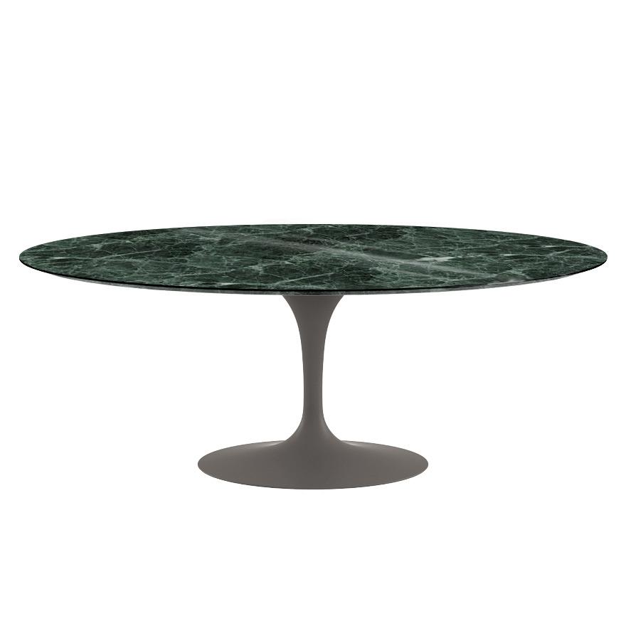 Saarinen 78&quot; Oval Dining Table Medium Dining Tables Knoll Grey Verde Alpi marble, Shiny finish 