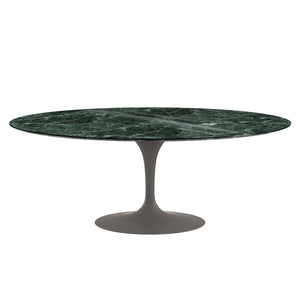 Saarinen 78" Oval Dining Table Medium Dining Tables Knoll Grey Verde Alpi marble, Shiny finish 