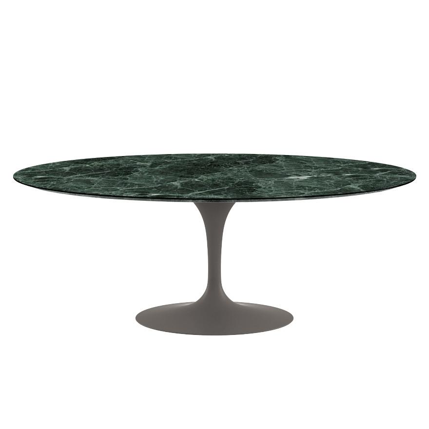 Saarinen 78&quot; Oval Dining Table Medium Dining Tables Knoll Grey Verde Alpi marble, Satin finish 