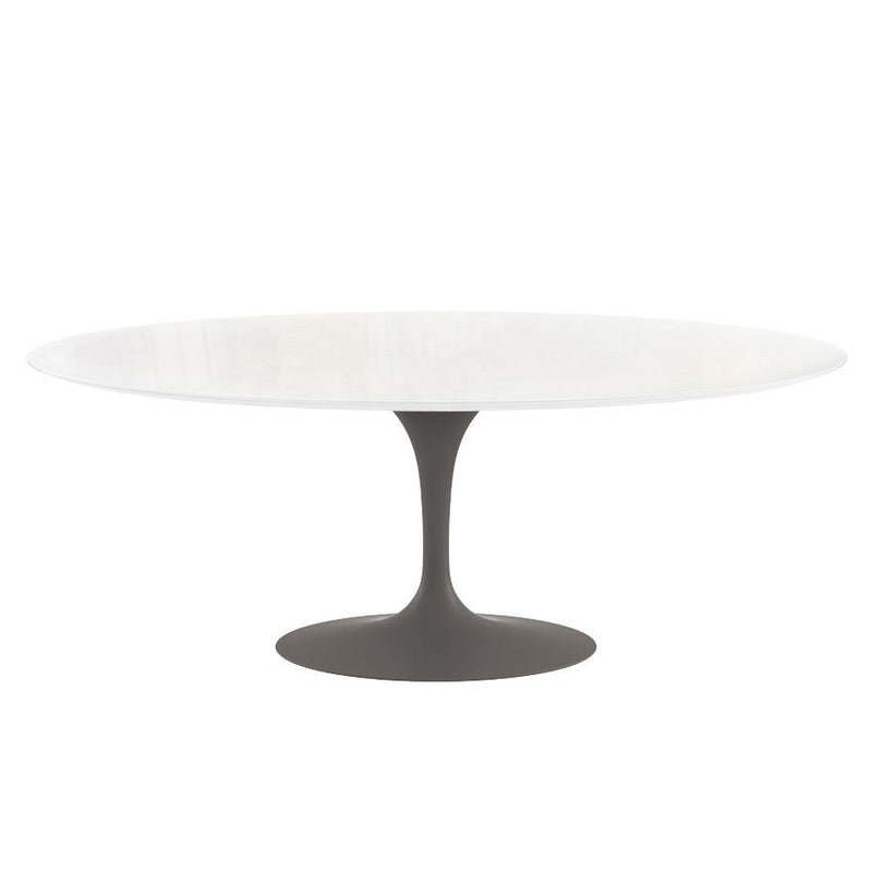 Saarinen 78" Oval Dining Table Medium Dining Tables Knoll Grey Vetro Bianco 