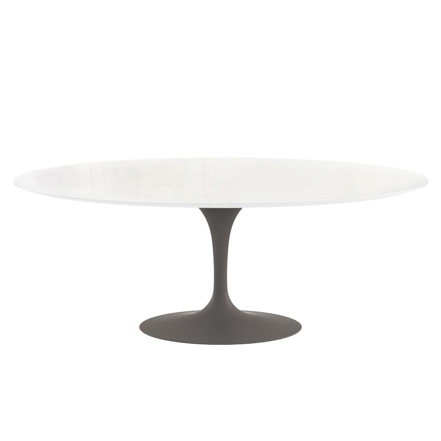 Saarinen 78" Oval Dining Table Medium Dining Tables Knoll Grey Vetro Bianco 
