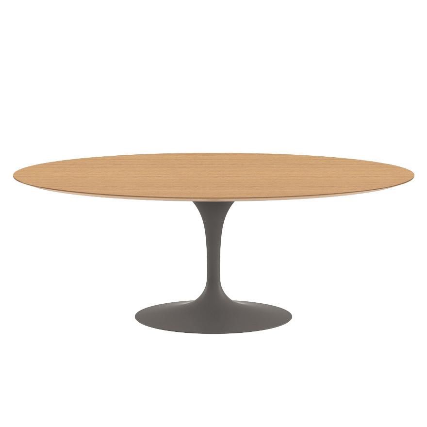 Saarinen 78&quot; Oval Dining Table Medium Dining Tables Knoll Grey Light Oak 