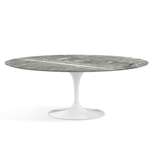 Saarinen 78" Oval Dining Table Medium Dining Tables Knoll White Grey marble, Shiny finish 