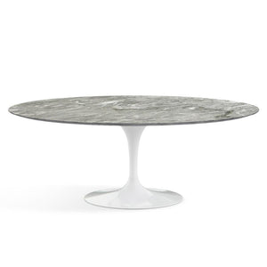 Saarinen 78" Oval Dining Table Medium Dining Tables Knoll White Grey marble, Satin finish 