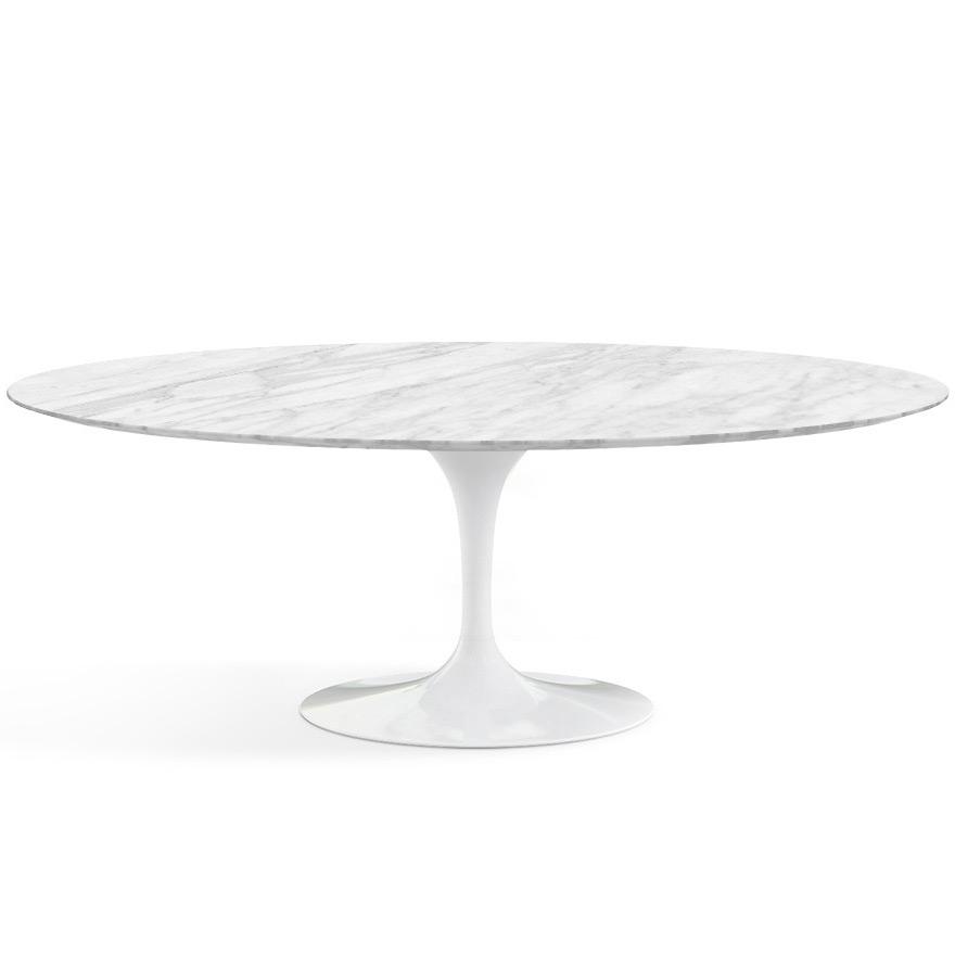 Saarinen 84" Oval Dining Table Dining Tables Knoll White Carrara marble, Satin finish 