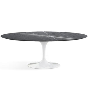 Saarinen 84" Oval Dining Table Dining Tables Knoll White Grigio Marquina marble, Shiny finish 