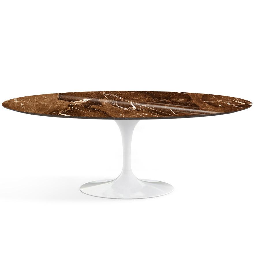Saarinen 84&quot; Oval Dining Table Dining Tables Knoll White Espresso marble, Shiny finish 