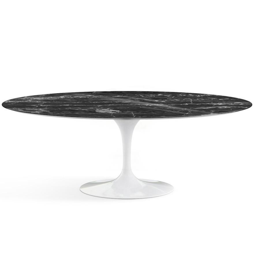 Saarinen 84" Oval Dining Table Dining Tables Knoll White Portoro marble, Shiny finish 