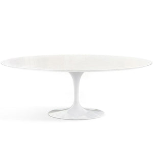 Saarinen 84" Oval Dining Table Dining Tables Knoll White Vetro Bianco 