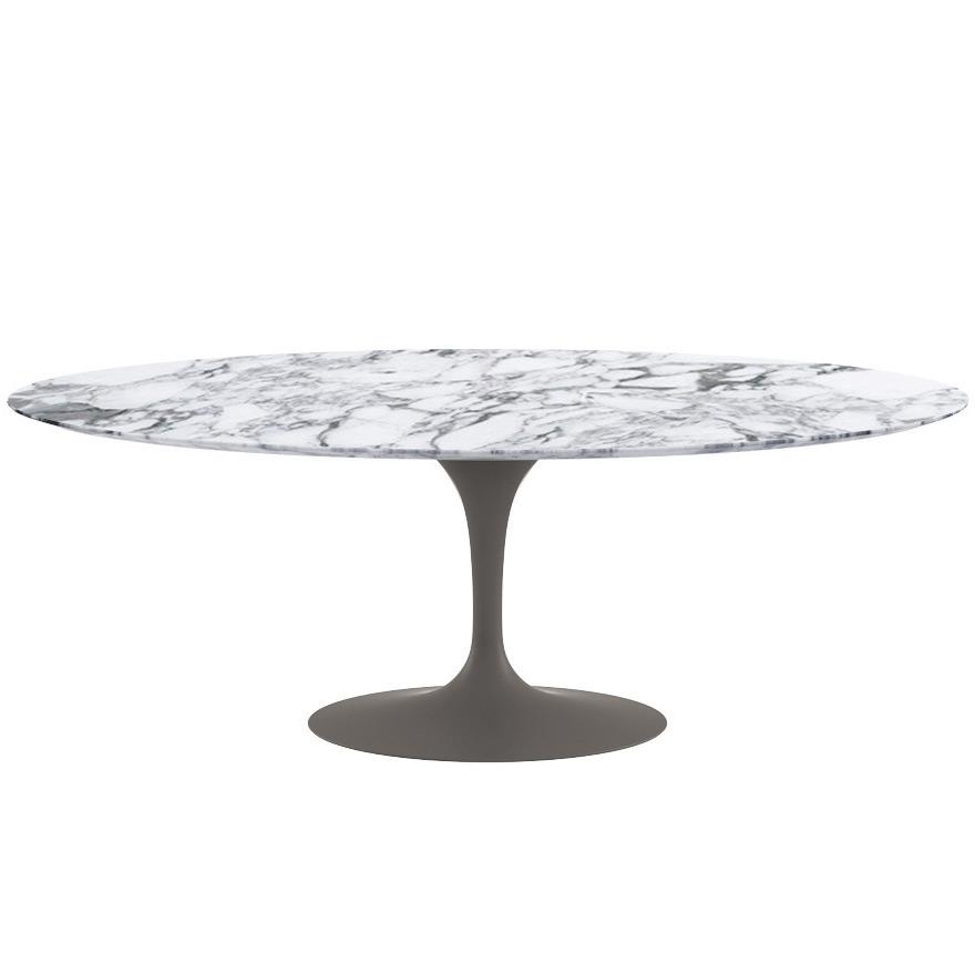 Saarinen 84&quot; Oval Dining Table Dining Tables Knoll Grey Arabescato marble, Satin finish 