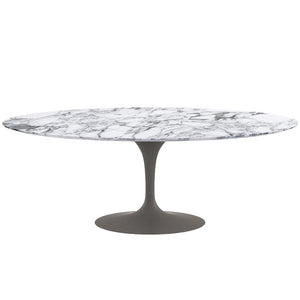 Saarinen 84" Oval Dining Table Dining Tables Knoll Grey Arabescato marble, Satin finish 