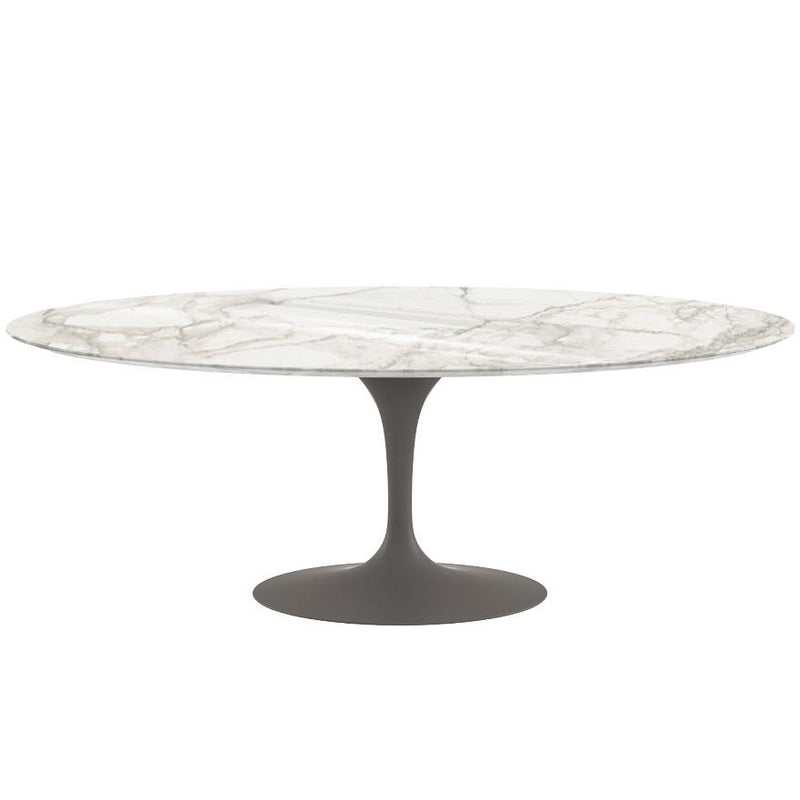 Saarinen 84" Oval Dining Table Dining Tables Knoll Grey Calacatta marble, Shiny finish 