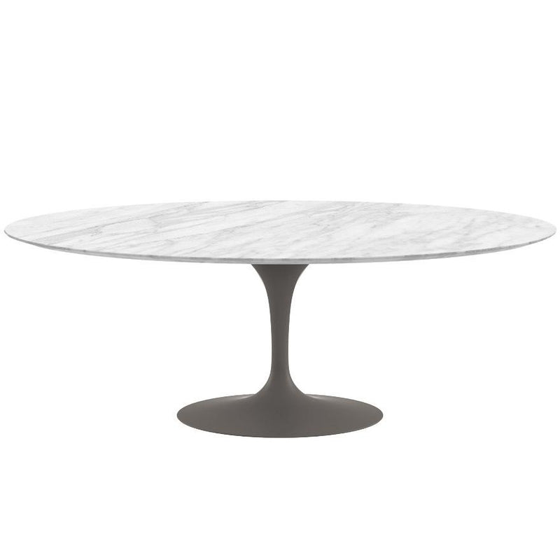Saarinen 84" Oval Dining Table Dining Tables Knoll Grey Carrara marble, Satin finish 
