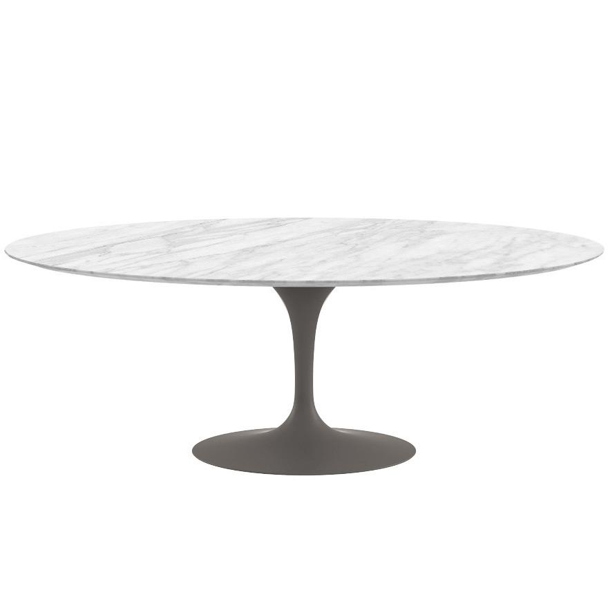 Saarinen 84" Oval Dining Table Dining Tables Knoll Grey Carrara marble, Satin finish 