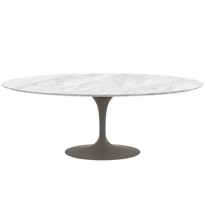 Saarinen 84" Oval Dining Table Dining Tables Knoll Grey Carrara marble, Satin finish 