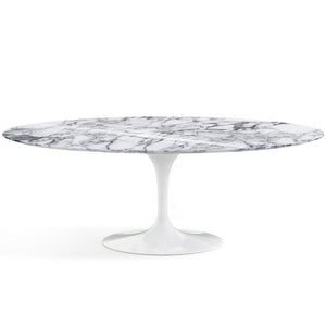 Saarinen 84" Oval Dining Table Dining Tables Knoll White Arabescato marble, Shiny finish 
