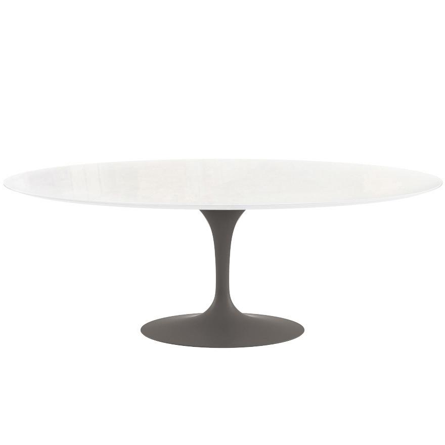 Saarinen 84&quot; Oval Dining Table Dining Tables Knoll Grey Vetro Bianco 