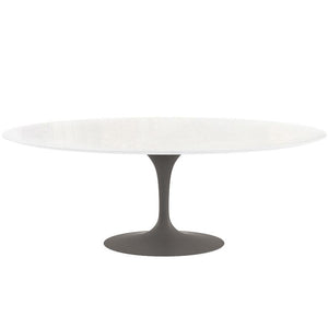 Saarinen 84" Oval Dining Table Dining Tables Knoll Grey Vetro Bianco 