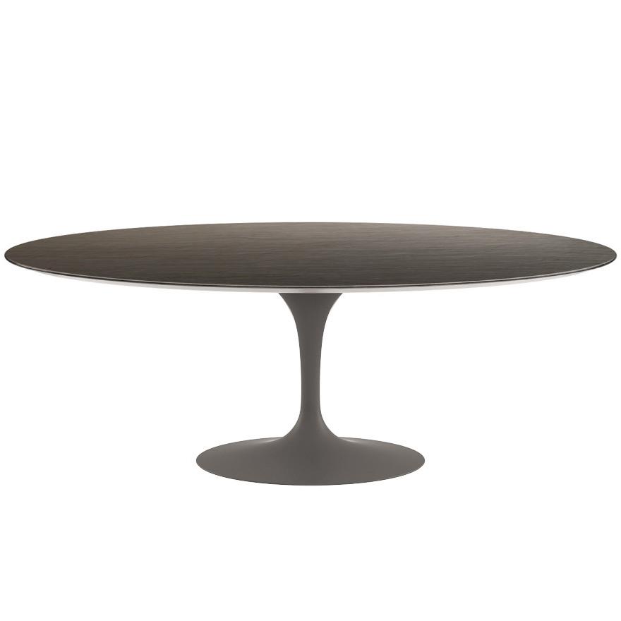 Saarinen 84&quot; Oval Dining Table Dining Tables Knoll Grey Slate, Natural 