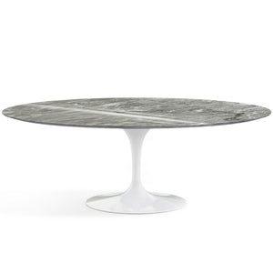 Saarinen 84" Oval Dining Table Dining Tables Knoll White Grey marble, Shiny finish 