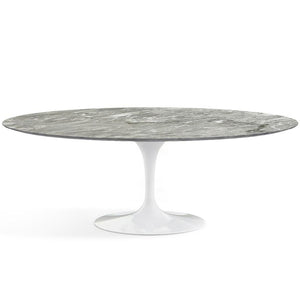 Saarinen 84" Oval Dining Table Dining Tables Knoll White Grey marble, Satin finish 