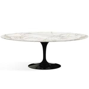 Saarinen 96" Oval Dining Table Large Dining Tables Knoll Black Calacatta marble, Shiny finish 