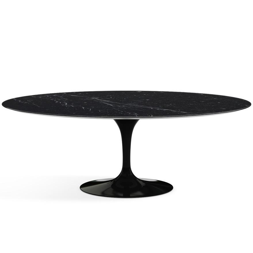 Saarinen 96&quot; Oval Dining Table Large Dining Tables Knoll Black Nero Marquina marble, Satin finish 