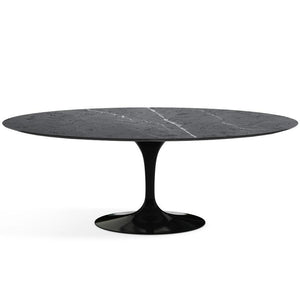 Saarinen 96" Oval Dining Table Large Dining Tables Knoll Black Grigio Marquina marble, Satin finish 