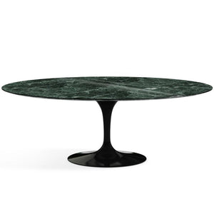 Saarinen 96" Oval Dining Table Large Dining Tables Knoll Black Verde Alpi marble, Shiny finish 