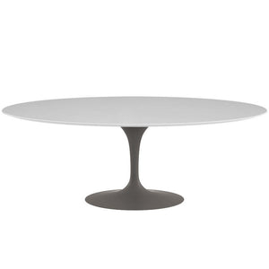 Saarinen 96" Oval Dining Table Large Dining Tables Knoll Grey White laminate, Satin finish 